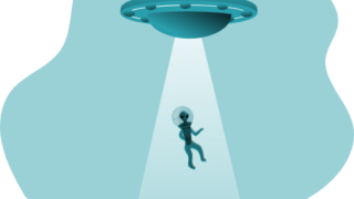 UFOに連れ去られているイラスト